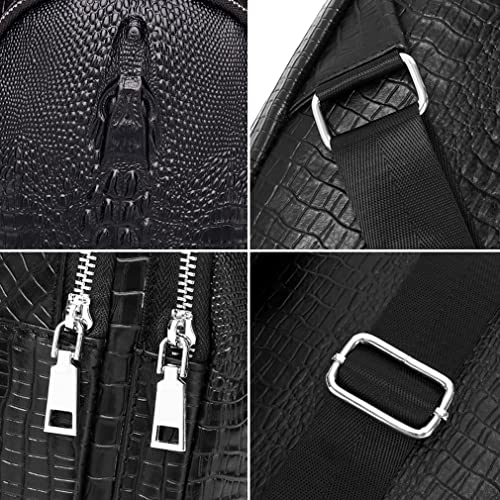 Vintage Leather Sling Bag Backpack for Men Crossbody Shoulder Chest DayPack Backpacks - color: #91black