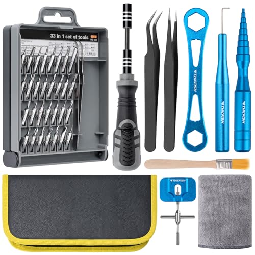 THKFISH Fishing Reel Maintenance Kit, Reel Repair Tool Kit, Fishing Reel Cleaning Set with Spool Pin Remover and 28 in 1 Screwdriver or 38 in 1 Electric Screwdriver - color: Blue-Manual screwdriver