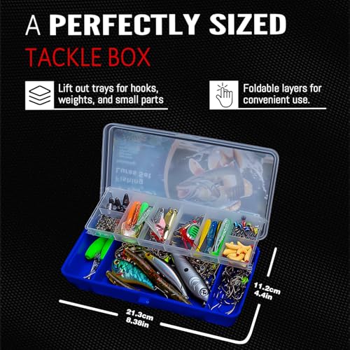 145PCS Fishing Tackle Box Kit with Tackle Included, Fishing Lures, Fishing Hooks & Fishing Accessories Kits for Freshwater Fishing Gear, Great Gifts for Fishingman