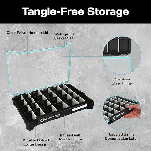 Evolution Fishing BallistiX 3.7 Tackle Tray - Waterproof, Anti-Corrosion, Single Latch, Clear Polycarbonate Lid, Lure Box, Tackle Storage Box, Removable Dividers
