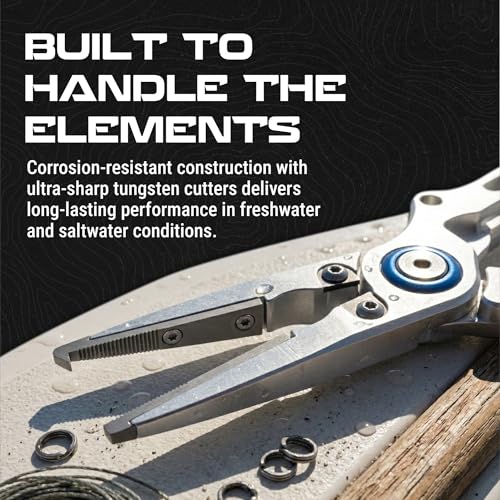 Reaction Tackle Aluminum Fishing Pliers with Tungsten Carbide Cutters, Braid Cutter, Hook Remover and Crimper, Saltwater Corrosion Resistant with Sheath and Lanyard - size: Straight