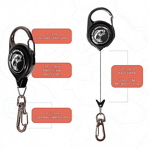 HOOK-EZE Fly Fishing Zinger Retractor for Anglers Vest, Pack of 3 - Fishing Gear and Equipment for Nippers, Forceps, Fly Float Ant, Belt Loops & Backpack - color: Black