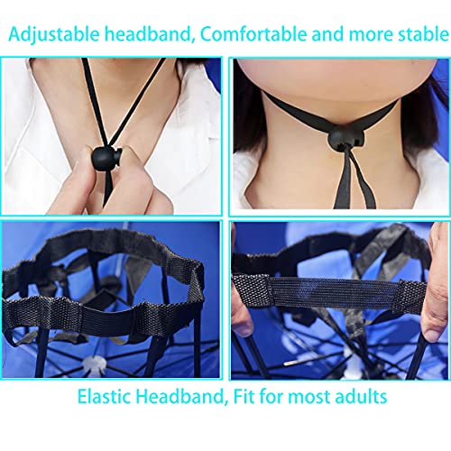 Umbrella Hat, 37 inch Fishing Umbrella Hat Hands Free Foldable UV Protection Umbrella Cap Adjustable Headwear for Fishing Golf Camping Beach Gardening Sunshade Outdoor - color: Sky Blue/Double Layer