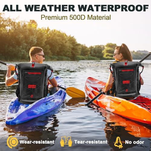 OSAH DRYPAK Waterproof Backpack Dry Bag 25L/35L/55L/85L – Heavy Duty Roll-Top Hiking Backpack Sack Keeps Gear Dry for Travel, Kayaking, Boating, Camping, Rafting and Fishing - color: Black Red, size: 35L