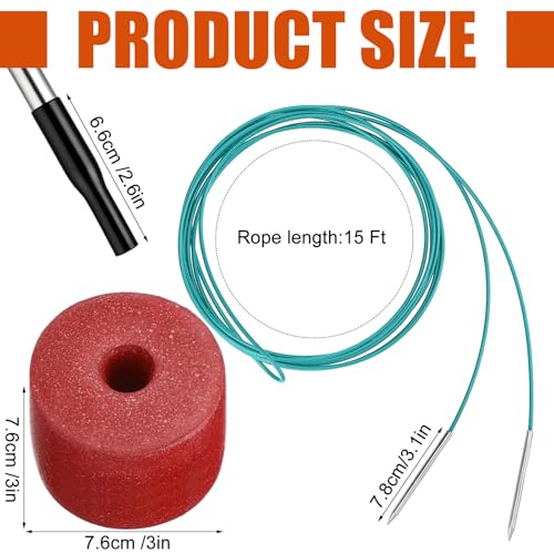 2 Pcs Fishing Stringer Heavy Duty with Float, Fish Stringer System, 15 ft 550lbs Fishing Holder with Metal Needle, Durable Rubber for Caught Fish Freshwater Saltwater Angling - color: Blue