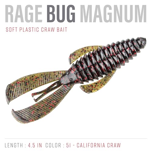 Strike King Rage Bug Fishing Lure, Soft Plastic Grub, Unique Design, Subtle Action - color: California Craw