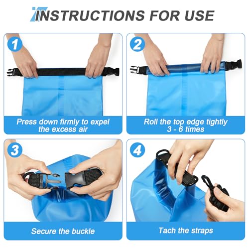 Dry Bags for Kayaking Waterproof, 5L/10L Dry Storage Bag, Roll Top Wet Bag for Swimming, Boating, Fishing,Camping & Beach - color: blue-10L, size: 10L