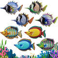 Tandefio 8 Pcs Metal Wall Decor Wall Art Hanging Decorations Outdoor Indoor Sculptures for Garden Fence Pool Home Porch(Fish) - style: Fish