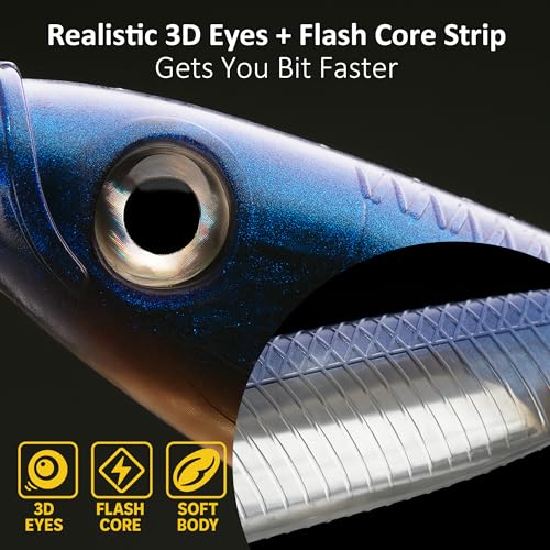 5/6Pcs Pre-Rigged Soft Plastic Lures, Paddle Tail Swimbait, Jig Heads for Bass, Walleye, Pike, Trout, Redfish Fishing - color: Assorted