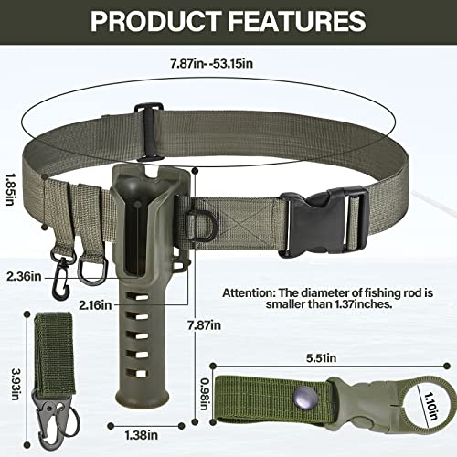 Fishing Wading Belt Rod Holder Adjustable Wader Waist Belt for Fly Surf Casting Spinning Pole Fishing Tool Tackle (Black) - color: Green