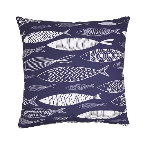 SARO LIFESTYLE Whimsical School of Fish Outdoor Pillow with Poly Fill