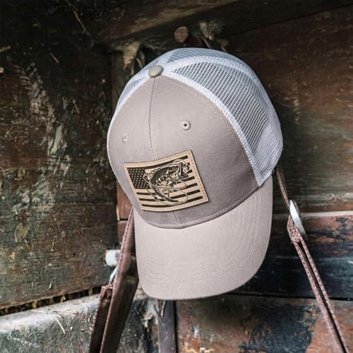 Fishing Gifts for Men - Snapback & Trucker Hats - American Flag Outdoor Fishing Hat - color: 05.khaki (Bassflag)