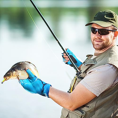 Sun Gloves UPF 50+ Fishing Gloves, Fingerless Sun Protection UV Protection Fishing Gloves Men/Women for Kayaking, Hiking, Paddling, Driving - color: Blue, size: Large