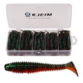 Paddle Tail Swimbaits, 50 PCS Ribbed 3 Inchs Soft Plastic Fishing Lures for Bass Trout Crappie Walleye Saltwater/Freshwater Fishing - color: Deep Red