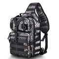 HAOMUK Tactical Sling Bag Pack Military Rover Shoulder Sling Backpack EDC Molle Assault Range Bag - color: Pythons Grain Black