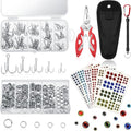 Skylety 200 Pcs Fishing Stainless Steel Split Rings, 50 Treble Hooks, Lure Tackle Connector Fishing Pliers, Fish Lanyard and 876 Lure Eyes for Tackle Fish - color: Red