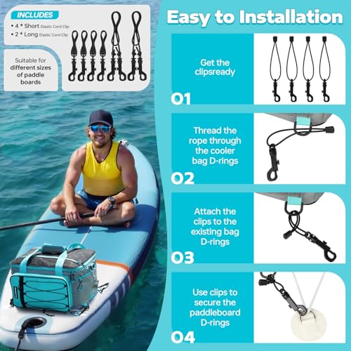 PLUSINNO Paddle Board Cooler, Waterproof SUP Cooler Durable PVC Material, Paddle Board Bag with TPU Zipper, 12-Pocket Fits 42 Cans, Paddle Board Accessories for Beach, Camping, Kayaking
