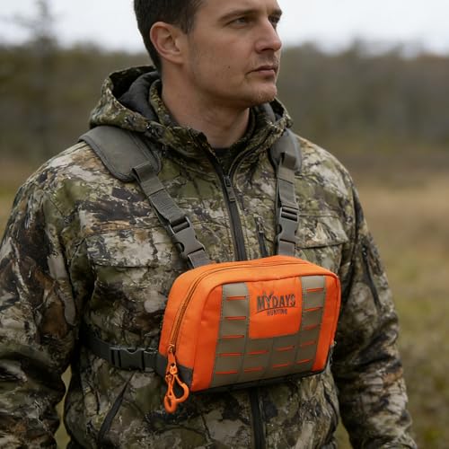 MYDAYS Chest Rig for Men, Chest Bag for Fishing, Waterfowl, Upland Game, Turkey, Tactical - color: Orange
