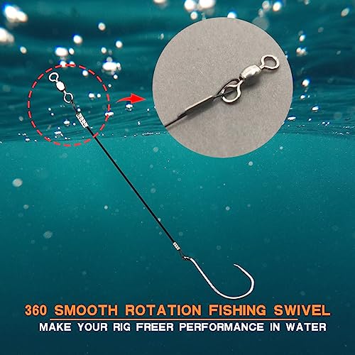 Circle Hooks Rigs,Steel Catfish Hook Rig,Octopus Fishing Hook with Leader,Fishing Circle Hook Wire for Saltwater Freshwater - size: 10/0-28pcs