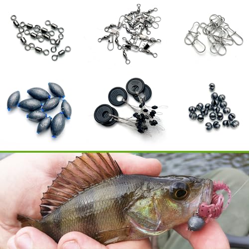 Fishing Accessories Kit Organized Fishing Tackle Box Included Hooks, Sinkers Weights, Rubber Bobber, Jigs, Beads, Swivels Snaps, Fishing Gear Kit - color: 306pcs