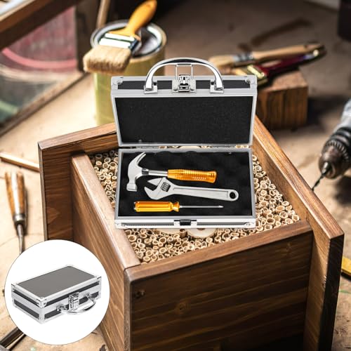 DOITOOL Aluminum Alloy Toolbox Portable Tool Storage Box Organizer with Large Capacity and Reinforced Handle for Tools and Accessories 7 X 7 X 7 Inches