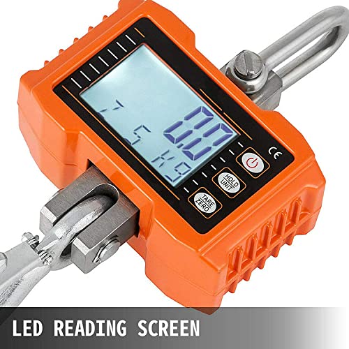 Crane Scale 1000KG 2200LBS Heavy Duty Hanging Scale Digital Crane Scale with Backlit LED Display for Farm Hunting Construction Factory Measuring Tool