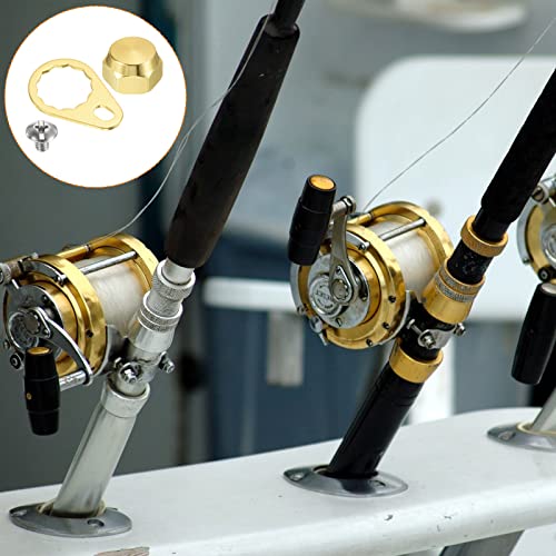 PATIKIL Fishing Reel Screw Nut Locking Plate, Left Handle Locking Caps Screw Nut Replacement for DIY Fishing Accessories - color: Gold, size: M7