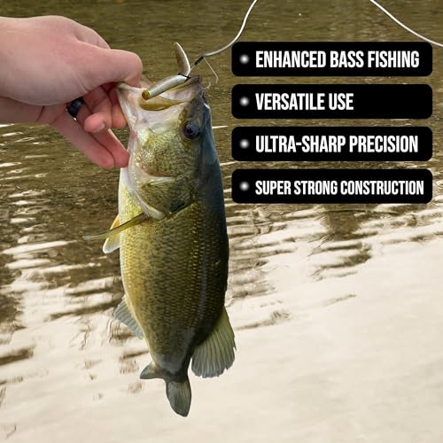 Reaction Tackle Wide Gap Wacky Hooks, Weedless Worm Hooks for Bass, High Carbon Steel Hooks for Stick Worm Soft Plastics, Neko Rig and Finesse Fishing (25-Pack) - size: #1 Wire Guard