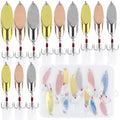 12Pcs Fishing Spoons Lures, Casting Spoon Treble Hooks 5g(3/16oz) 7g(1/4oz) 10g(3/8oz) 14g(1/2oz), Hard Metal Fishing Spoons for Trout Bass
