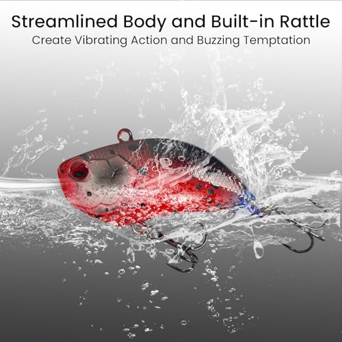 Pristis Jig Head Fishing Lures for Freshwater Saltwater, Weedless Swim Jig Teasers with Sharp Hooks & Exquisite Coating, Pre-Rigged Vibrating Swimbaits Kit Gear for Bass Crappie Walleye Trout Pike - color: 3 pcs Lipless Crankbaits Color Set