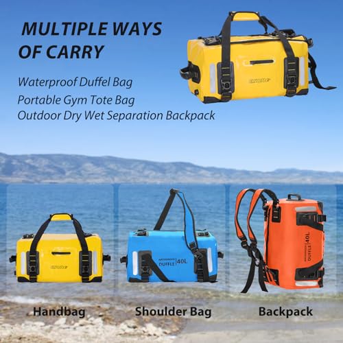 ESONE Dry Bags Waterproof Backpack for Men/Women 60L Dry Bag for Kayaking, Travel, Boating, Camping, Paddle Board, Surfing - color: Orange, size: 60L