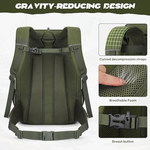 Maelstrom Tactical Backpack for Men, Water Resistant 40L Military Bag | Molle System, 900d Polyester, Laptop Pocket, Load Compression, Tripod Straps, For Hunting, Travel, Hiking,Gym, Camping - color: C.army Green