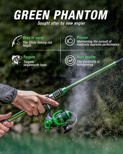 Ghosthorn Fishing Rod and Reel Combo Graphite Telescoping Fishing Pole Portable Travel Kit with Carrier Bag for Freshwater Saltwater - size: 8 ft, style: Full Kit With Carrier Case