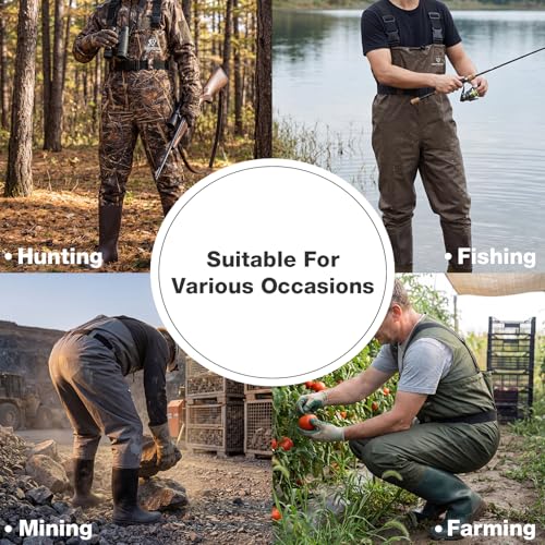 FISHINGSIR Fishing Waders for Men, 2-Ply Nylon/PVC Waterproof Women Chest Wader with Boots, Bootfoot Hunting Waders - color: Camo, size: M05/W07