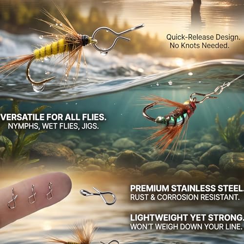 Fly Fishing Snaps and Clips – Quick-Release Durable Stainless Steel No-Knot Snap Connectors for Fast Lure and Fly Changes, Lightweight and Rust-Resistant Terminal Tackle Tools - color: clip_silver, size: SML150PCS