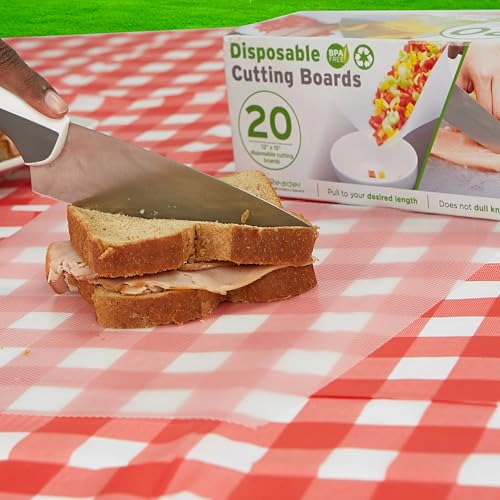 Mind Reader E-Z Board Disposable Plastic Cutting Board, Flexible, 20 sf, Camping, 13.78"L x 3.35"W x 3.74"H, 2 Pack, Clear - style: 2 Pack