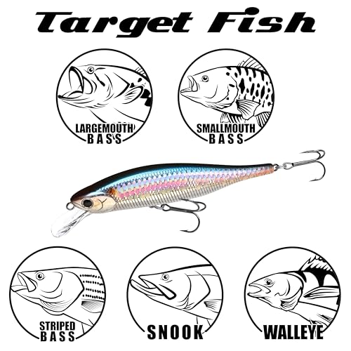 LUCKY CRAFT Lightning Pointer 98XR, Freshwater Bass Fishing Lures and Walleye Fishing Lures, 4" Slow Sinking Jerkbait, 6-7ft Depth, Largemouth Smallmouth, Tournament Fishing Gear - color: 238 Ghost Minnow