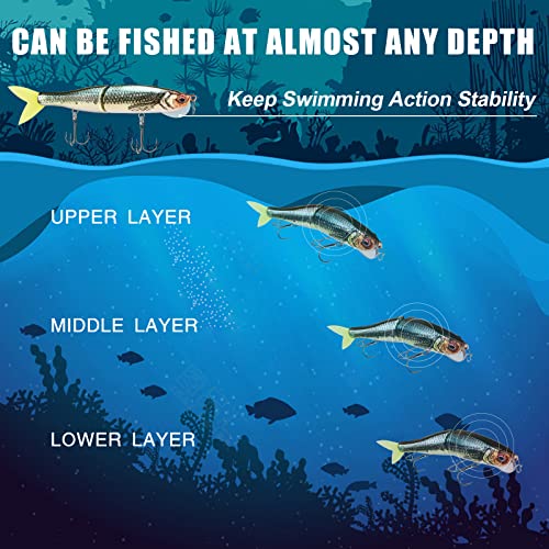 TRUSCEND Swimmax Easy Catch Fishing Lures with BKK Hooks, Wiggling, Vibrating, Rattling and Gurgling for More Bites, Heavy-Duty Dyneema Fiber Jointed Swimbaits for Bass, Trout, Crappie, Walleye, Pike - color: C1-5.5",1oz