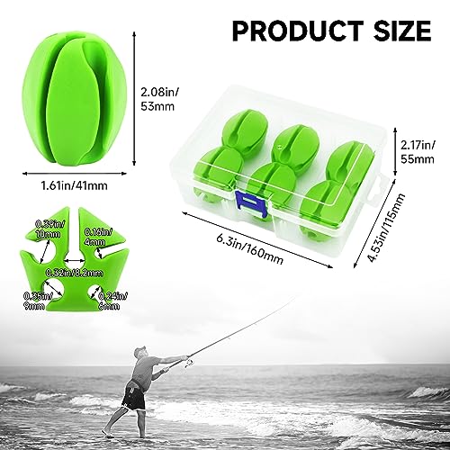 SANLIKE 6Pcs Elastic Rubber Fishing Rod Holder Fixed Balls Pole Protector | High stretch construction, multi-aperture fit, anti-slip rod fixation, lightweight portable outdoor fishing accessory - style: Green-6PCS