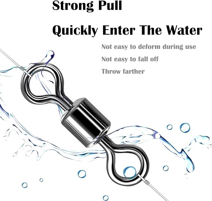 Fishing Rolling Swivels Ball Bearing Swivel Snap Connector,Stainless Steel Black Nickel Bearing Swivels Hook line Connector for Saltwater Freshwater Test 29-282lb - size: #2-88lb-100pcs