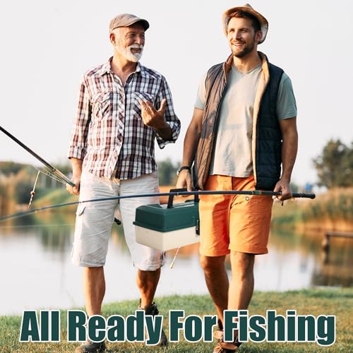 517 Pcs Large 3 Layers Tackle Box with Tackle Fishing Lures Kit Included Pliers, Fish Lip Gripper, Crankbait, Hooks, Other Accessories Fishing Kit for Men Gifts Summer Vacation(Dark Green Milky White) - color: Dark Green Milky White