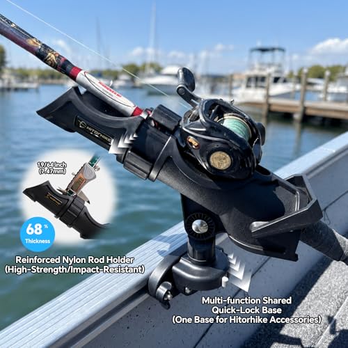 Hitorhike Side Track Fishing Rod Holder Mount, Heavy-Duty Side-Mounted Base, Compatible with 2 Mounting Bolt Options for Lund Sport,Lowe, Bass Boats&Kayaks - style: Side Track Mount Fishing Rold Holder 2-pack