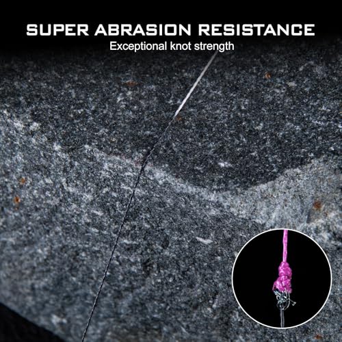 Goture Braided Fishing Line, 8-Strand and 4-Strand Ultra-Smooth UHMWPE Fiber, High Sensitivity Zero Stretch Abrasion Resistant Braid for Saltwater and Freshwater Fishing - color: D2:X 4 Colorfu Pink, size: 8LB(300yds)