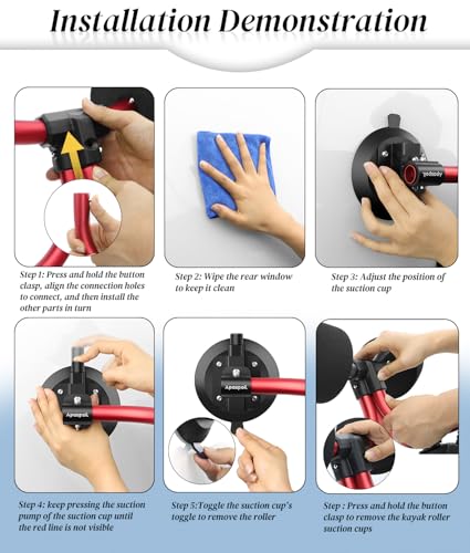 Kayak Roller, Kayak Loader Assist with Suction Alert Design, Triangle Structure & Heavy Duty Suction Cups