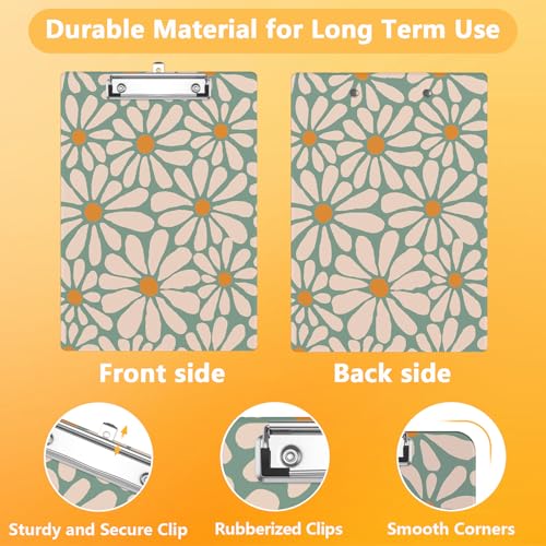 Abstract Daisy Flower Clipboard, Retro Groovy Flowers Decorative Clip Board with Metal Clip Cute Plastic Clipboards A4 Standard Size 8.5" x 12.5" for Nurses, Students, Office - color: Etro Groovy Flowers