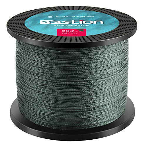 Calamus Bastion Braided Fishing Line -Abrasion Resisting Braided Lines – Thin Diameter Superline – Zero Stretch – 4 Strand MultiTuf Fiber Braid Line - color: X4-Moss Green, size: 20 LB - 600 Yds
