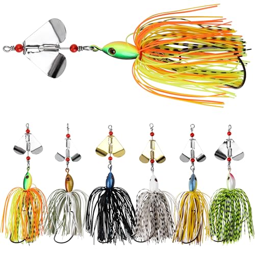 Spinnerbaits Buzzbaits Bass Fishing Lures Kit Buzz Bait Multicolor Spinner Bait Swimbait Metal Jig Lure for Bass Pike Trout Fishing - style: A-6pack