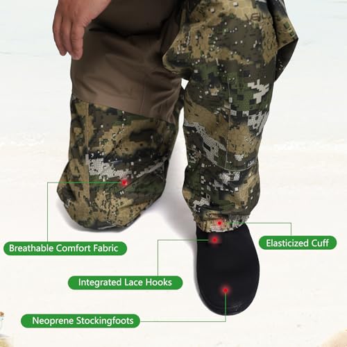 Camo Chest Fishing Waders - size: Large