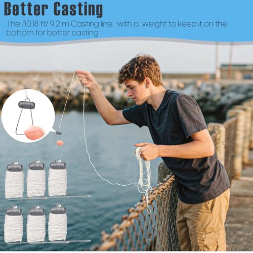 QualyQualy 9 Pack Crab Throw Line Length 30FT/9.14M Weighted Crab Trap Line Kit with Tong, Measuring Tool and Gloves Crabbing Equipment Combo - color: Crab Trap Line - 6