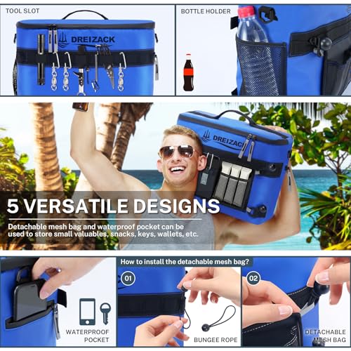Dreizack Kayak Cooler Behind Seat, Waterproof Cooler for Kayaking,Paddle Board Cooler Compatible with Lawn-Chair Seat Kayak Accessories Cooler Bag Kayak Cooler Tow Behind for Camping Fishing - color: Blue